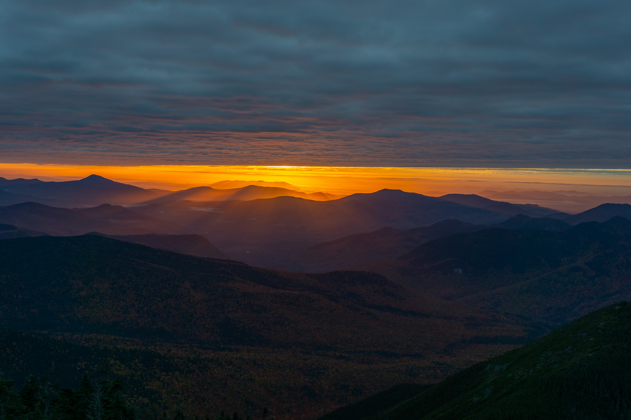 Beautiful sunset from the summit of Mount Carrigain 