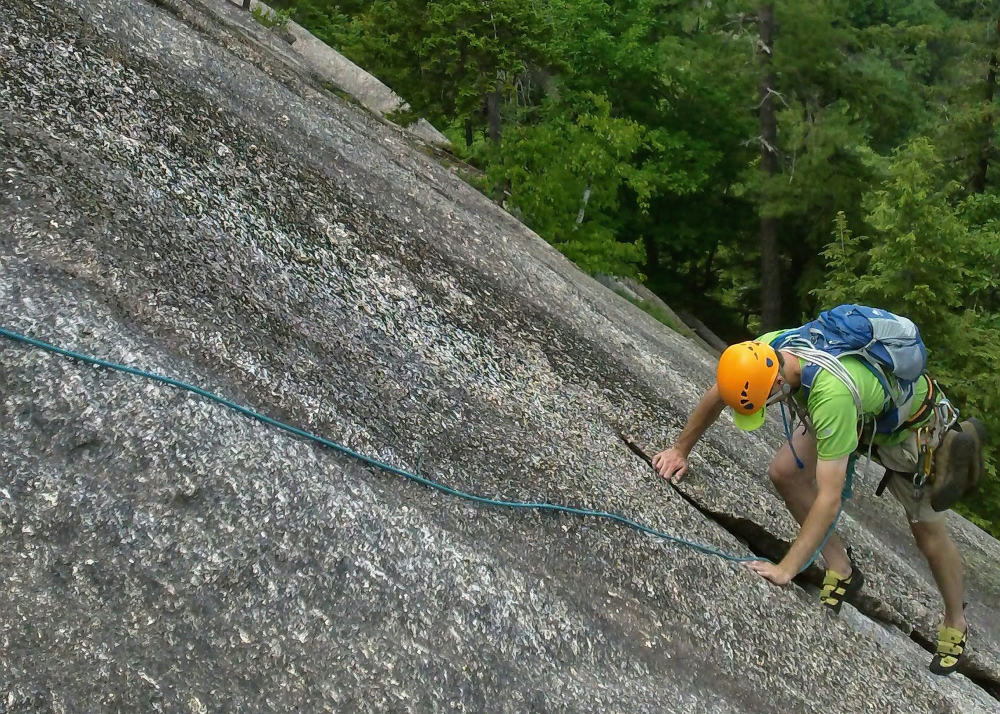 Climbing on the upper slabs. | Credit: Tim Peck