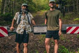 Andrew Soares and Philip Carcia at the finish of the White Mountains Wilderness Route