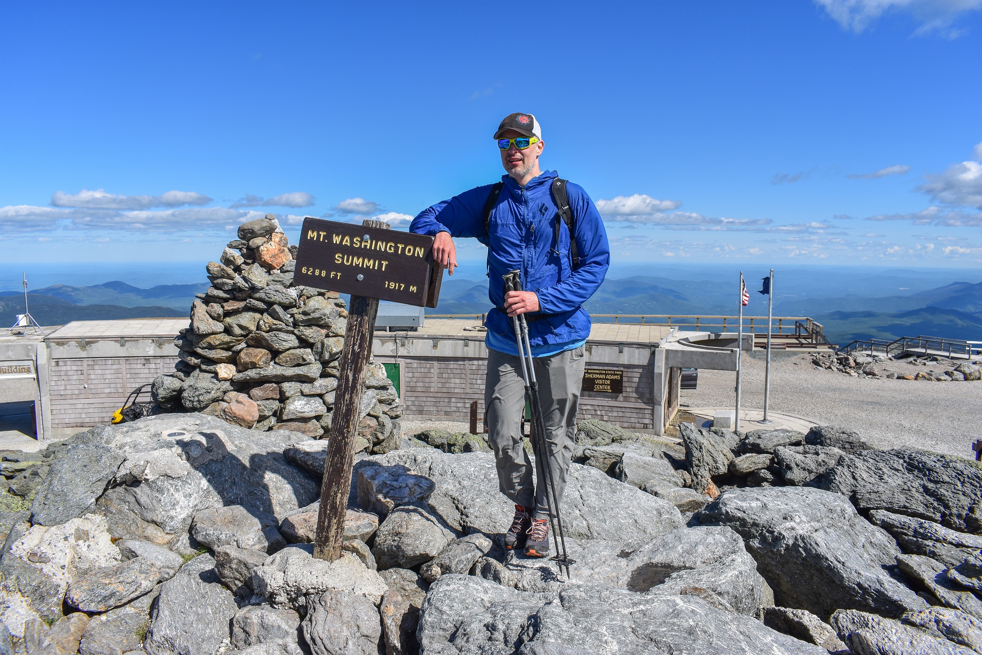 Standing at the summit of Mount Washington 
