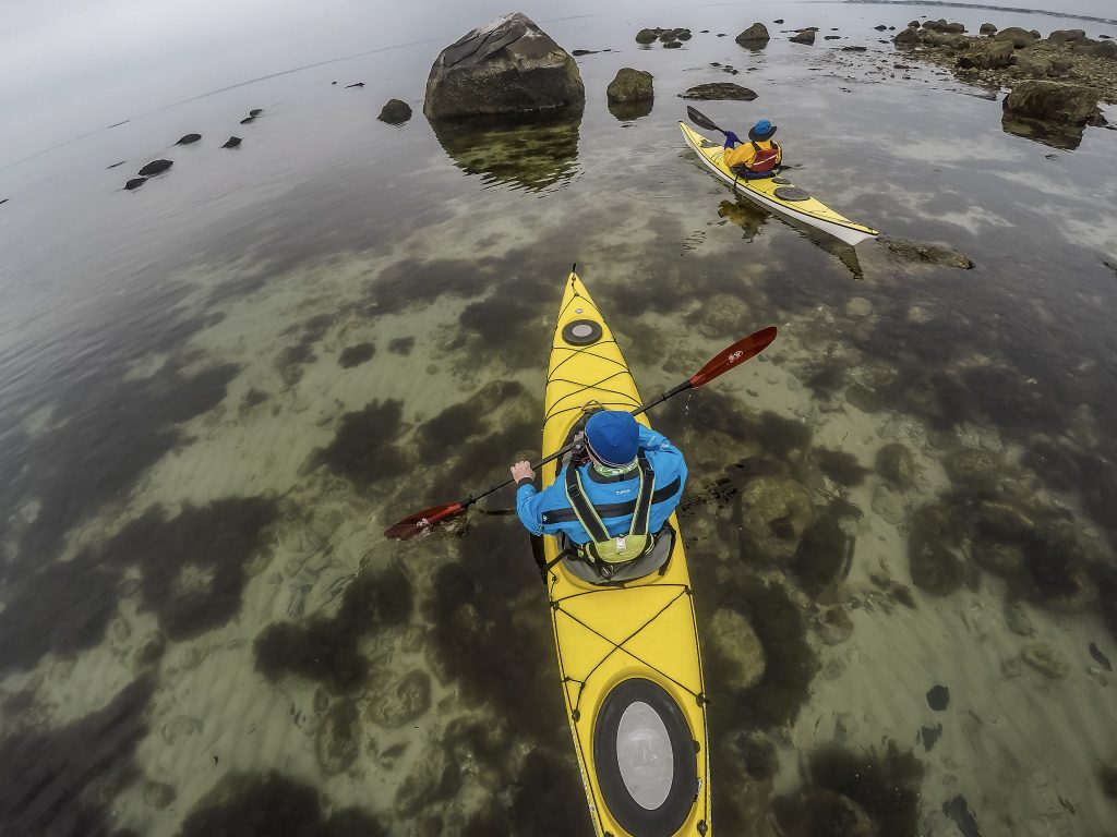 Paddling before storing gear for the winter 