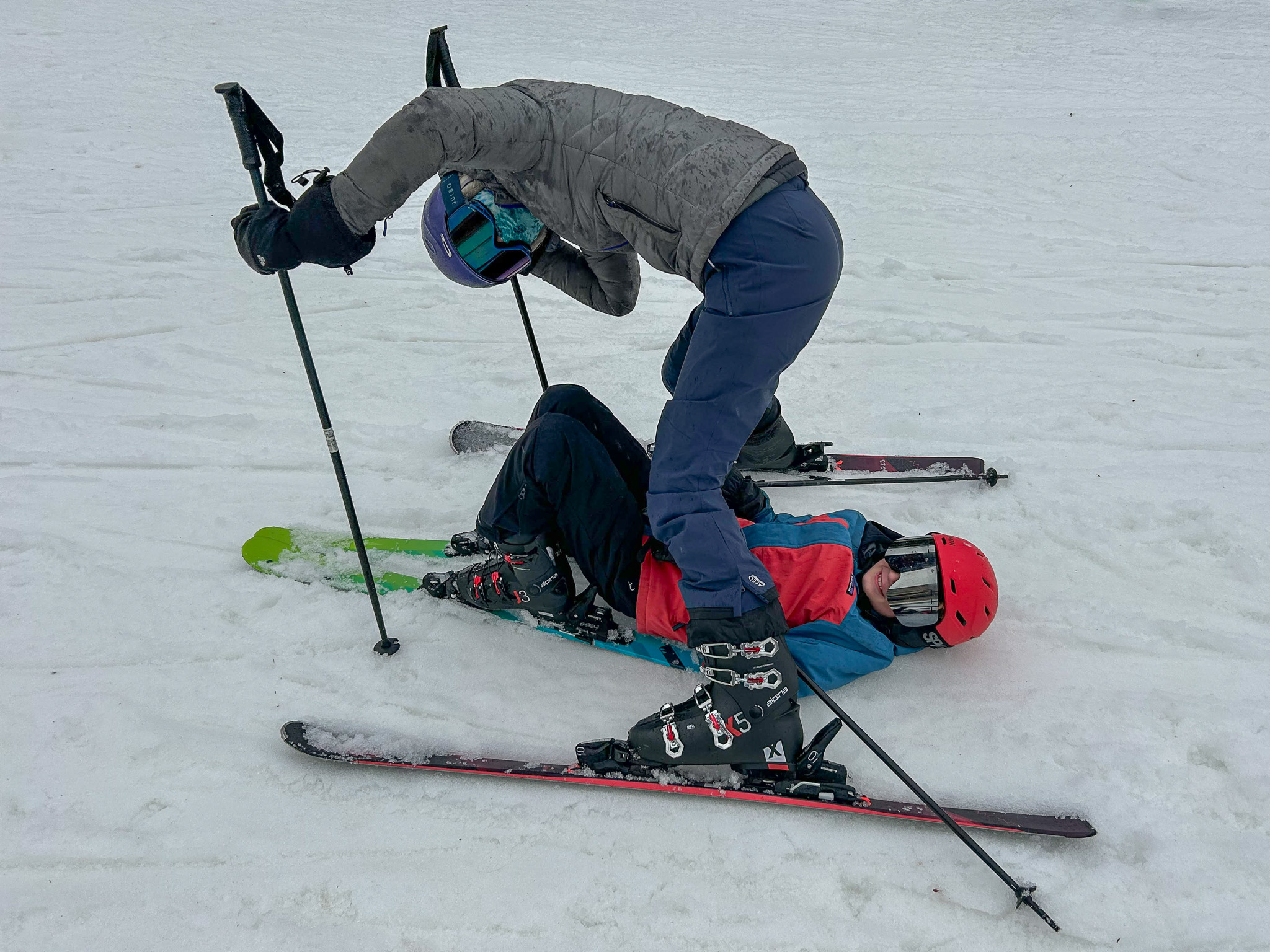 Kids having fun skiing 